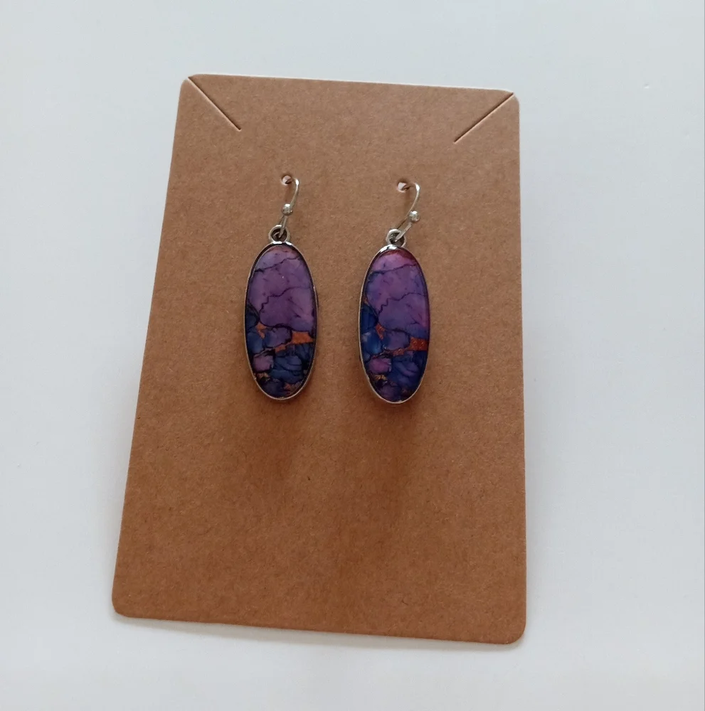 Purple and Blue Dangle Earrings - Picture 5 of 6